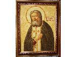 Икона из янтарной крошки Святой старец Серафим Саровский