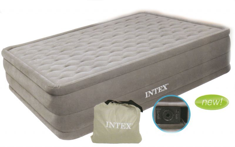 Надувная кровать Intex Кровать бежевая 152*203*56см с насосом 220В