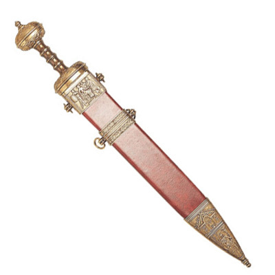 Сувенирный меч римский в ножнах, 1 век до н.э., латунь